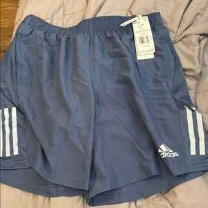 Men’s Adidas Own the Run Crew Blue Reflective 7” Shorts, size Large
